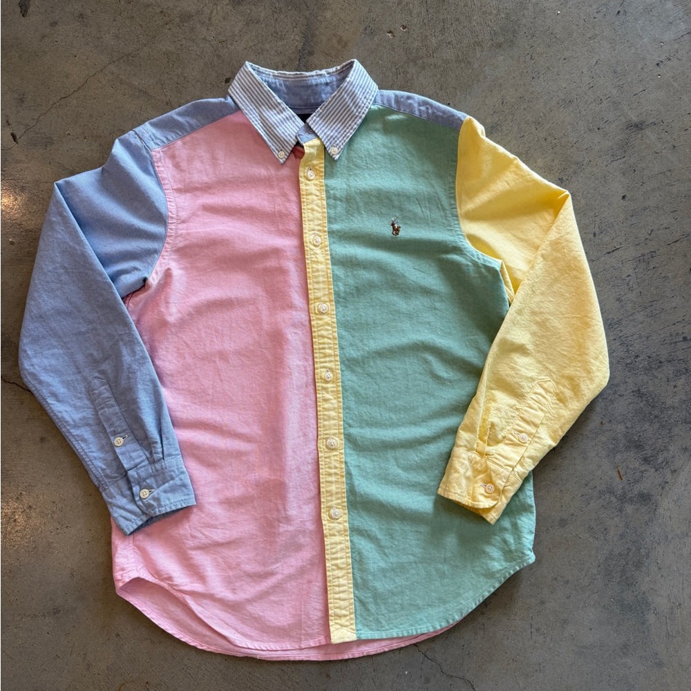 Ralph Lauren Color Block  Oxford Button-Down Shirt - Pastel Split Panel
